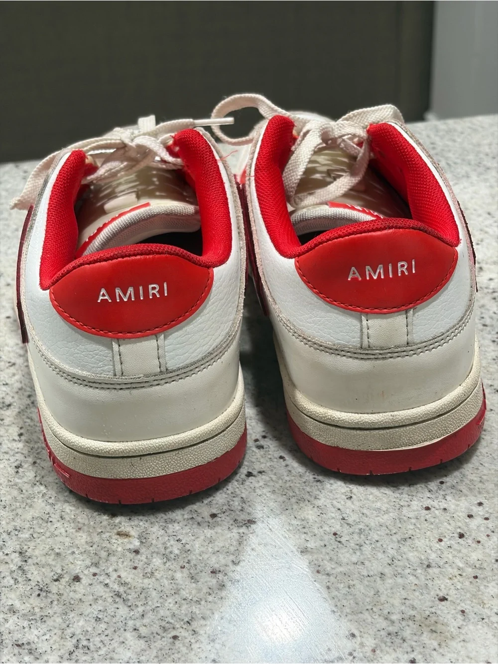 AMIRI White Leather Sneakers with Red Accents
